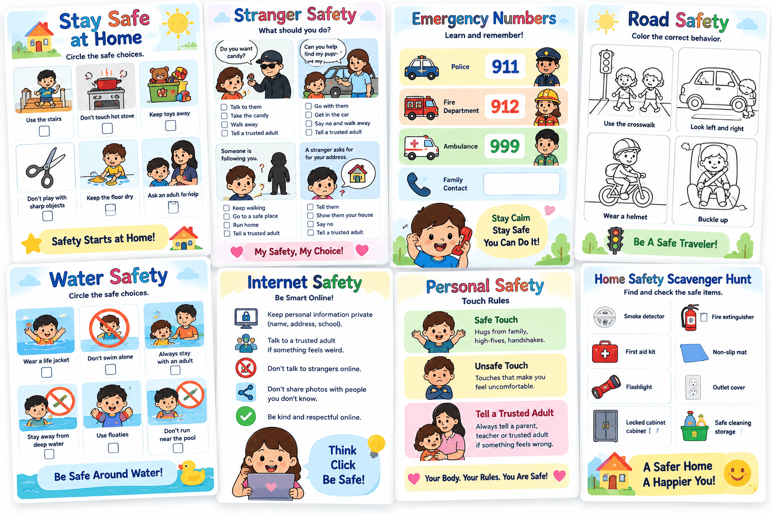 Kids safety practice activities