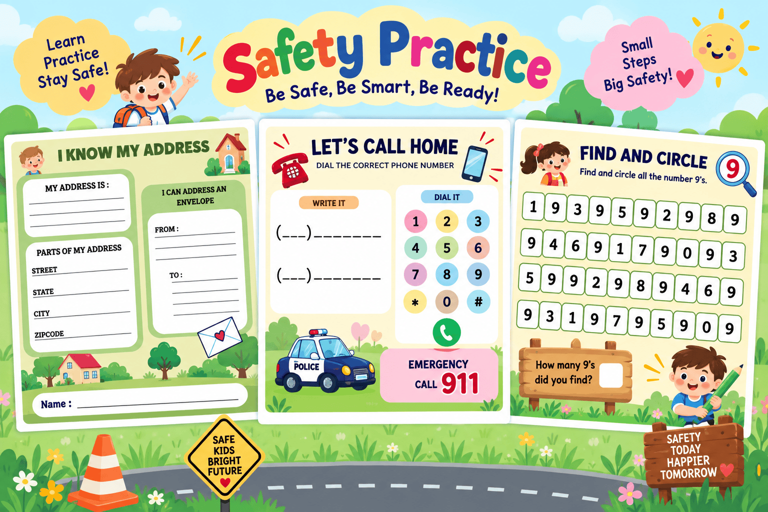 Kids safety practice activities