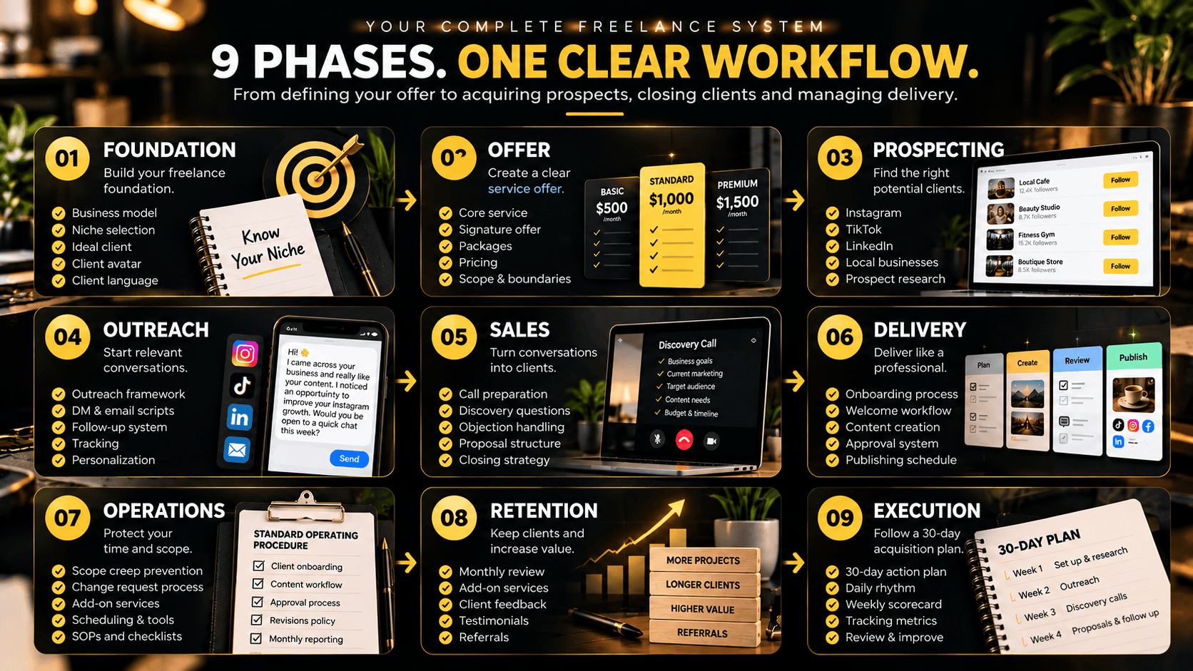 Nine step freelance social media manager system