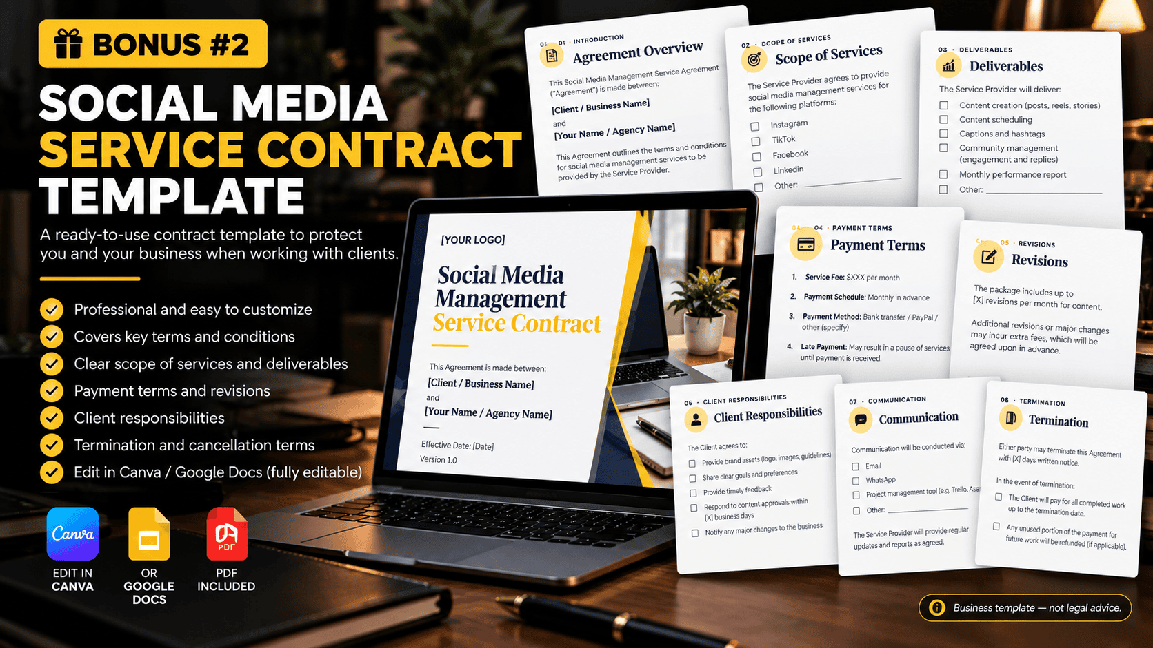 Social Media Service Contract Template bonus